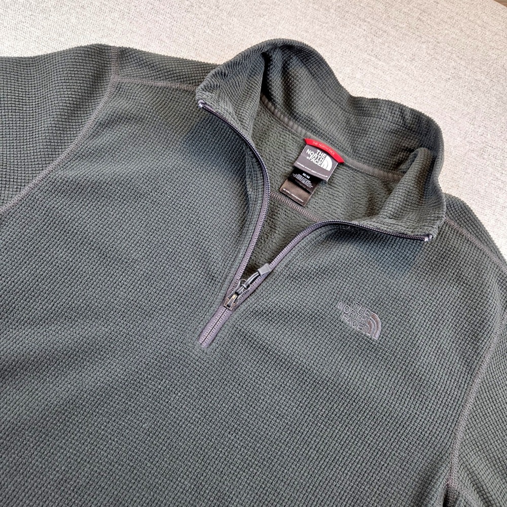 The North Face Dark Green Waffle Knit Quarter Zip Pullover Men's Medium Gorpcore